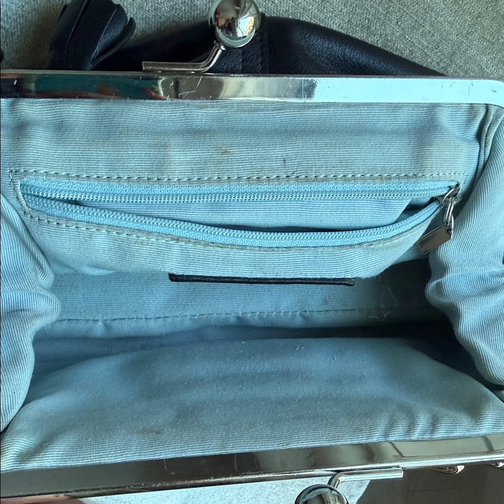 Coach Black Leather Clutch with Silver Accents - Picture 9 of 12